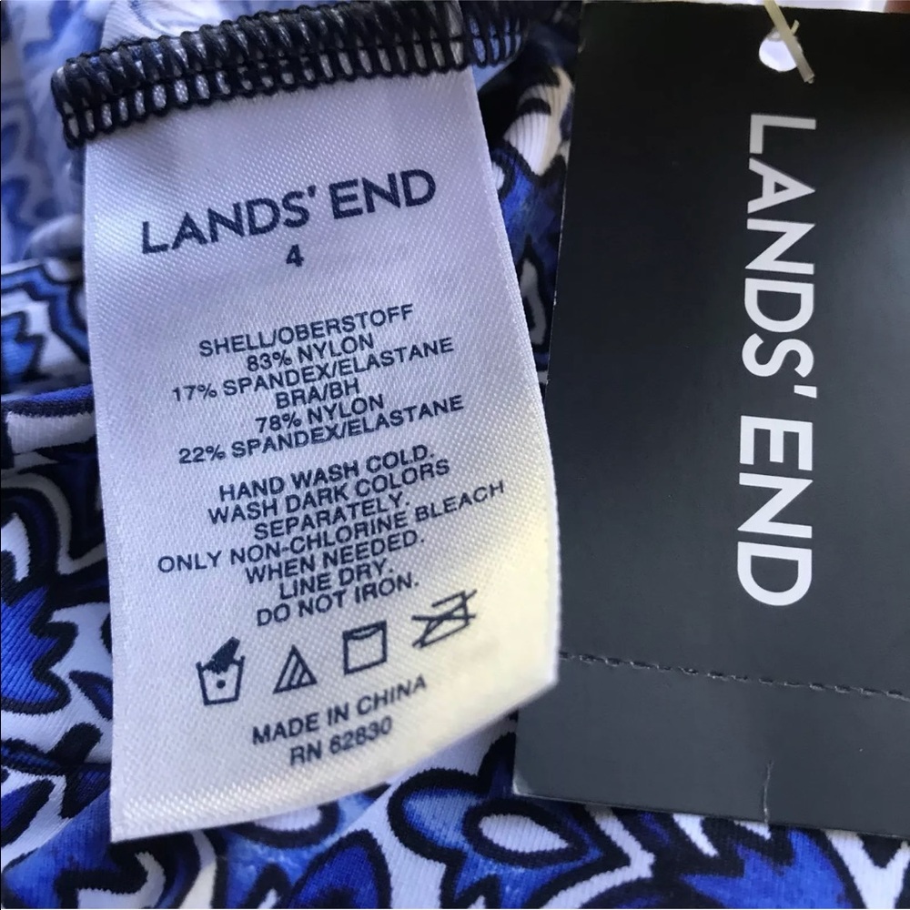 Lands End Tankini Swimsuit RB Top Blouson Blue 4 - Picture 5 of 8